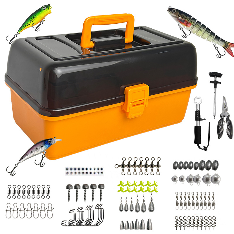 Tackle Box - ชุดอุปกรณ์ตกปลาแบบนุ่ม 4 ชั้น ขนาดใหญ่ สำหรับตกปลาภายนอกอาคาร พร้อมตะขอหัวตะกั่ว