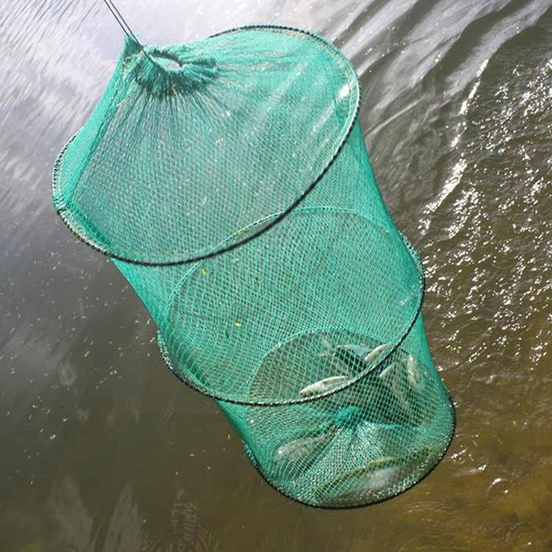 Landing Net Telescopic - พับรอบตาข่ายไนลอนกรอบโลหะปูตกปลาสุทธิกุ้ง Cast Minnow กับดักตกปลา Landing Fish