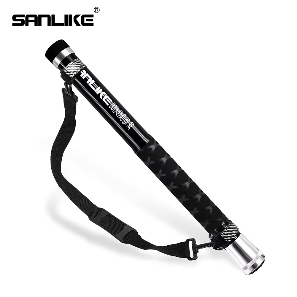 Landing Net Telescopic - SANLIKE 3 M สีดํา Telescopic คาร์บอนไฟเบอร์ตกปลาสุทธิยาวแบบพกพาเข็มขัด