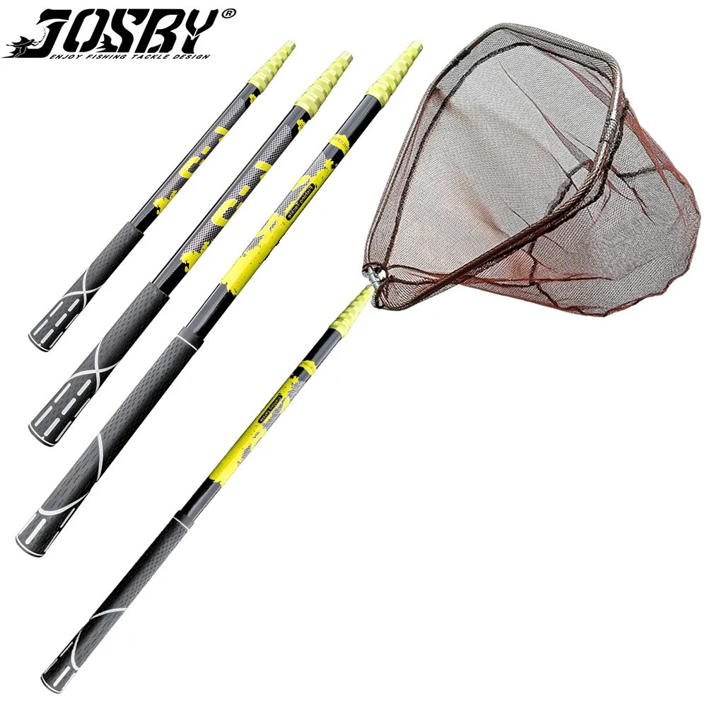 Landing Net Telescopic - JOSBY น้ําหนักเบา Telescopic คาร์บอนไฟเบอร์ตกปลา Landing สุทธิปลาขยายเสาปลาคาร์พ