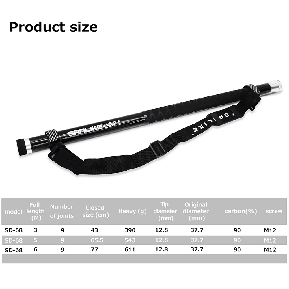 SANLIKE 3 M สีดํา Telescopic ค - Landing Net Telescopic บทวิจารณ์และราคา